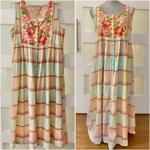 Vtg April Cornell Pinafore Button Down Dress